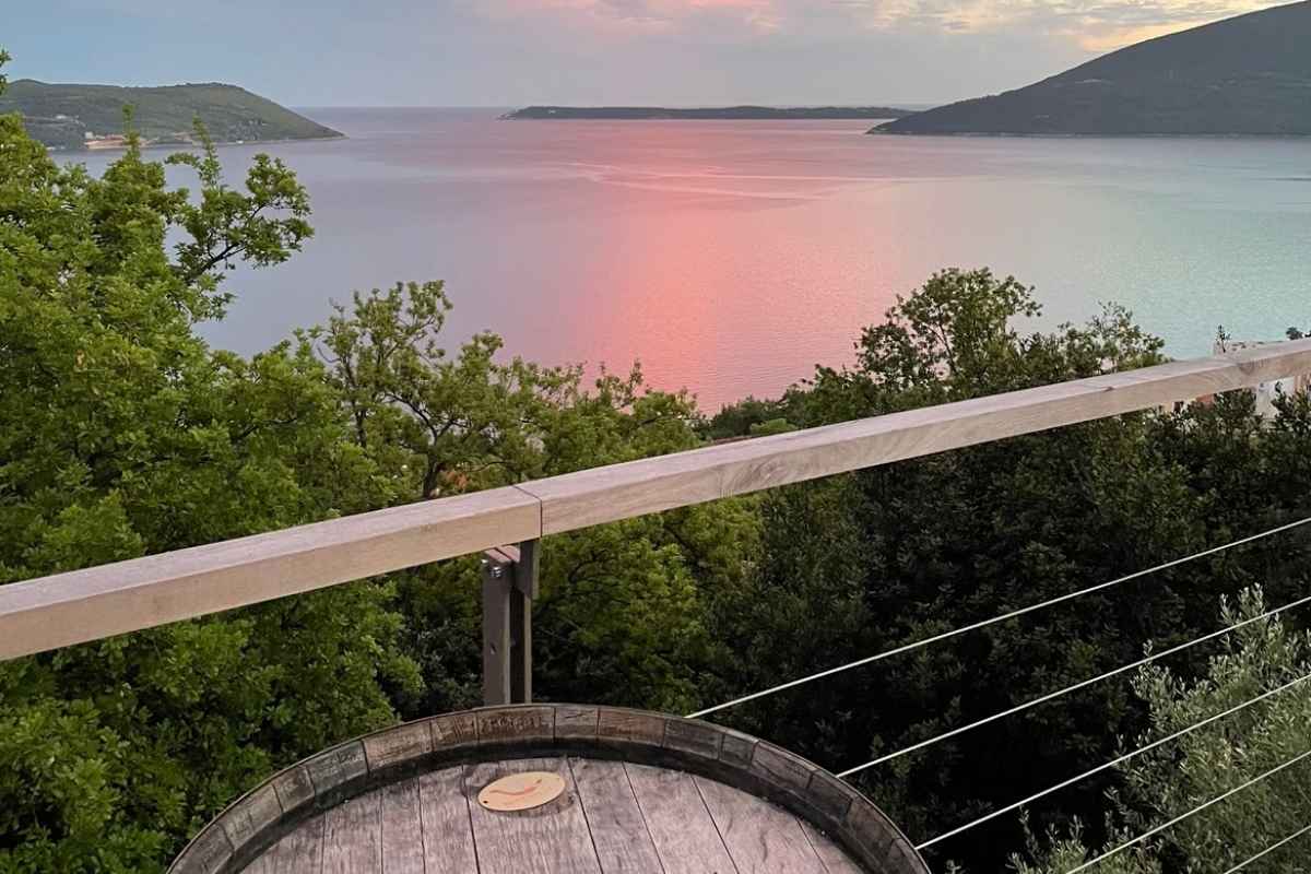 Rustic barrels of Montenegrin wine in Savina winery