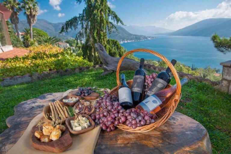 Scenic exterior of Savina winery overlooking the Adriatic Sea