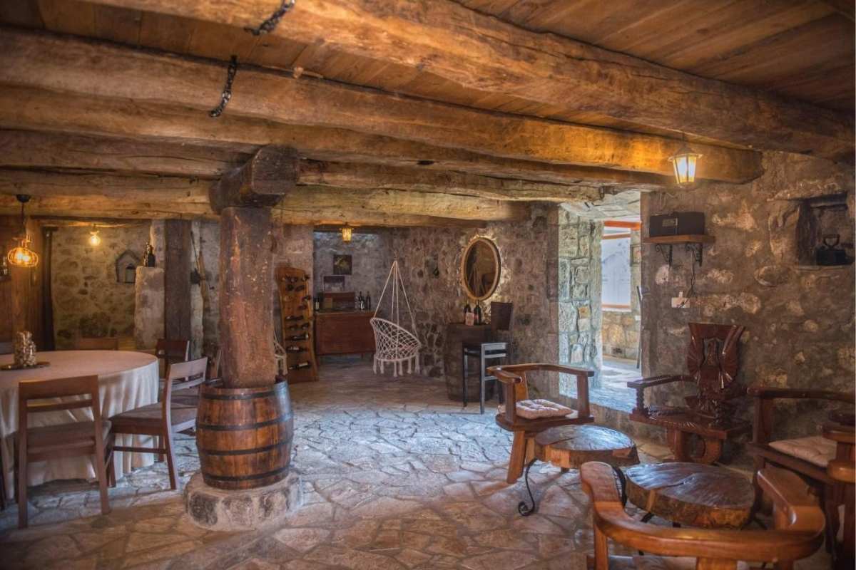 Authentic Montenegrin style interior Konoba Stanišić, wine and tradition