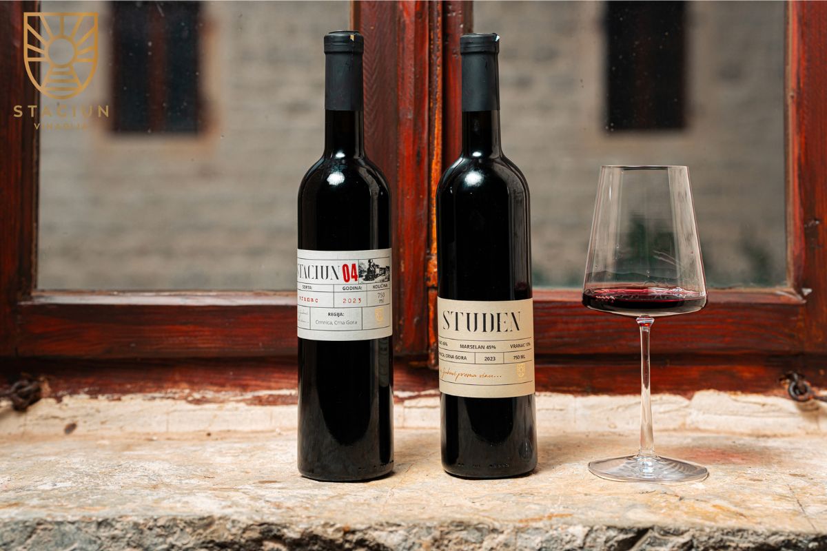 Bottles of Staciun wines ready to serve