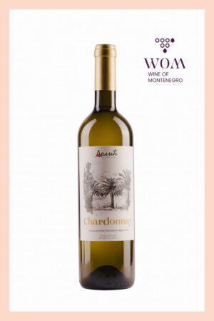 Delić Chardonnay – dry white wine from Montenegro, offering aromas of ripe apple, pear, and subtle citrus notes. Crisp acidity and a smooth finish. Ideal for pairing with seafood, poultry, and fresh salads.