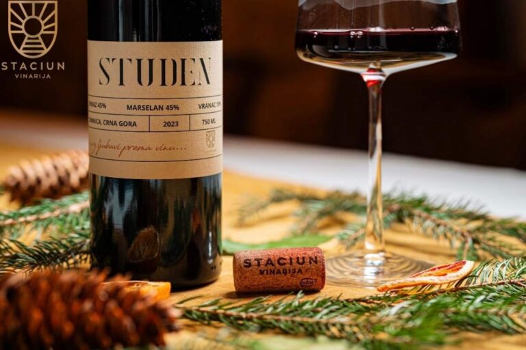 Glass of red wine at Staciun winery