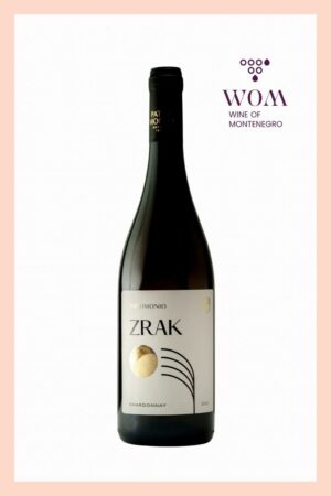 Patrimonio Zrak Chardonnay 2024 – elegant white wine from Montenegro with aromas of green apple and citrus. Balanced, smooth, and refreshing on the palate. Perfect with grilled white fish, oysters, shrimp, fresh salads, goat cheese, and dishes with citrus-based sauces.
