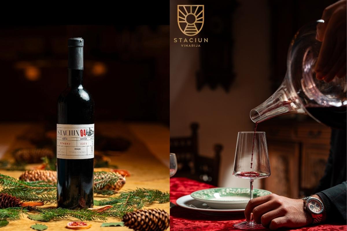 Pouring wine at Staciun winery