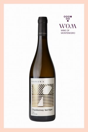 Savina Chardonnay Barrique elegant barrel-aged white wine from Montenegro, offering aromas of white peach, pear, and subtle vanilla notes from French oak aging. Full-bodied with a smooth, lingering finish. Ideal for pairing with seafood, poultry, and creamy pasta dishes.