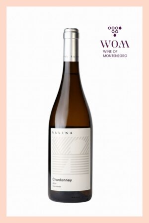 Savina Chardonnay 0,75L – dry white wine from Montenegro with pale yellow color and crystal reflections. Aromas of tropical fruits, especially banana, with subtle floral notes. Light, refreshing, and perfect for summer enjoyment. Ideal with seafood, white meat, and light salads.
