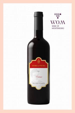 Storia di Pietra Vranac 2023 – bold Montenegrin red wine with rich dark fruit flavors, firm tannins, and a depth that reflects the heritage of the Bay of Kotor vineyards. Aged in French oak barrels for 7 months, this wine offers a harmonious balance and a lingering finish. Perfect with grilled meats, hearty stews, and aged cheeses.