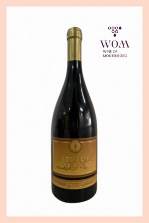 Milović Status Grand Cru 2020 – full-bodied dry red wine from Montenegro, made solely from Vranac grapes from Briska Gora. Aged 16 months in French oak barriques, with aromas of ripe blackberries, dark cherries, sweet spice, vanilla and dark chocolate. Rich and layered, with velvety tannins and an elegant long finish. Perfect with aged cheeses, roast lamb, game meats and truffle dishes.