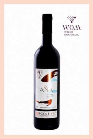 Bottle of Aria Cabernet Sauvignon from Bogojević Winery, Montenegro. Premium red wine with aromas of blackcurrant, plum, and subtle oak notes.